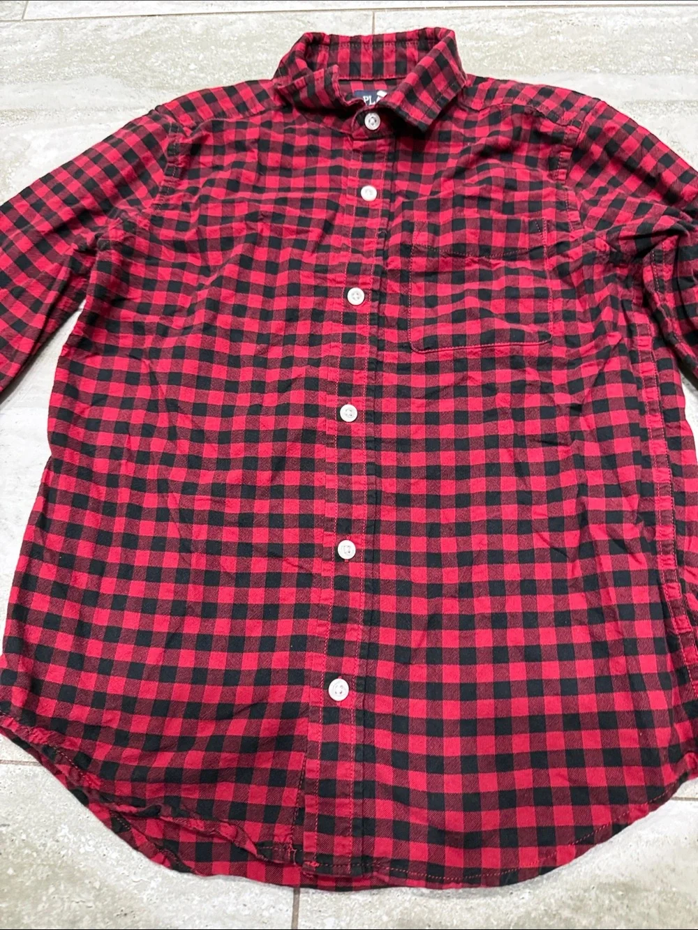 The Children's Place Red and Black Plaid Button-Down Shirt